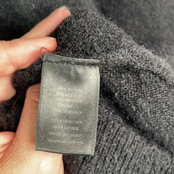 KENDALL & KYLIE Mohair Wool Blend Sweater Cowl Neck Black Off The Shoulder XS - Picture 9 of 11
